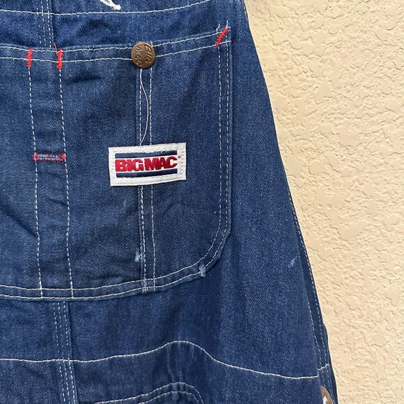 Vintage BIG MAC Square Bak Bib Overalls Blue USA Dungaree Carpenter - Picture 4 of 16